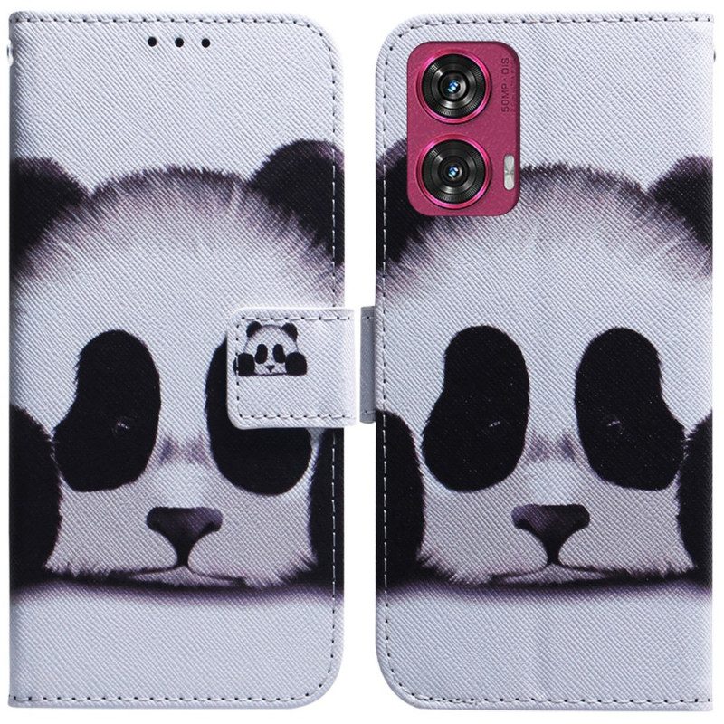 Flip Case Leren Motorola Edge 50 Fusion Panda