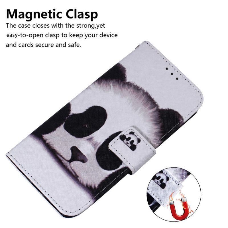 Flip Case Leren Motorola Edge 50 Fusion Panda