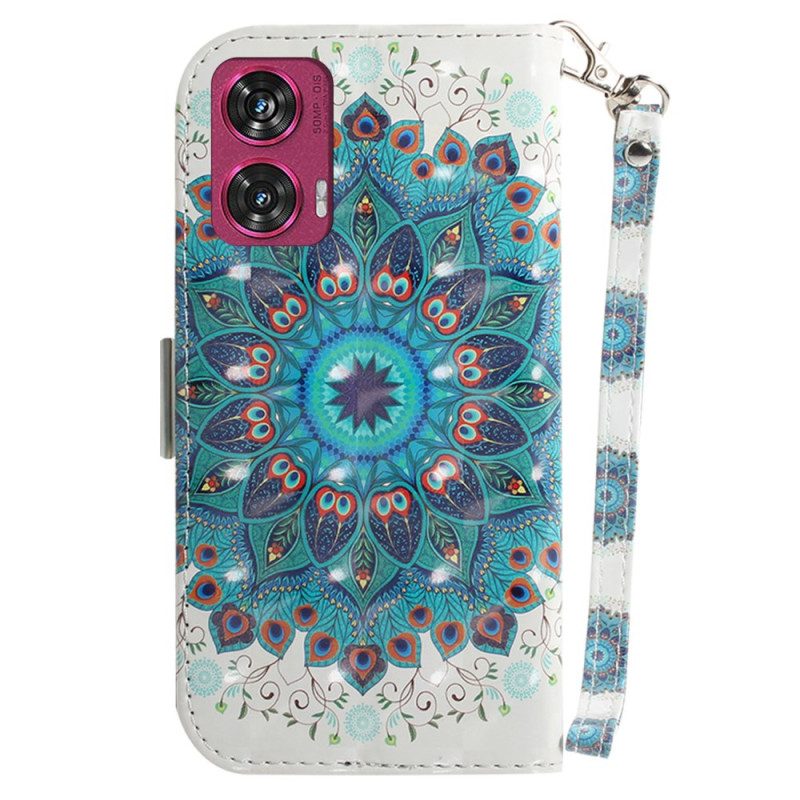 Folio-hoesje Motorola Edge 50 Fusion Telefoonhoesje Groene Mandala Met Bandje