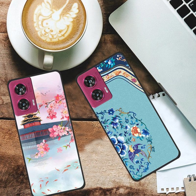 Hoesje Motorola Edge 50 Fusion Kleurrijke Bloemen Bescherming Hoesje