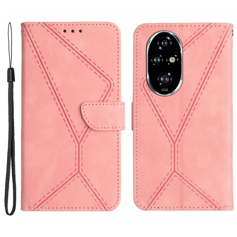 Flip Case Leren Honor 200 Gestreepte Lijnen En Punten