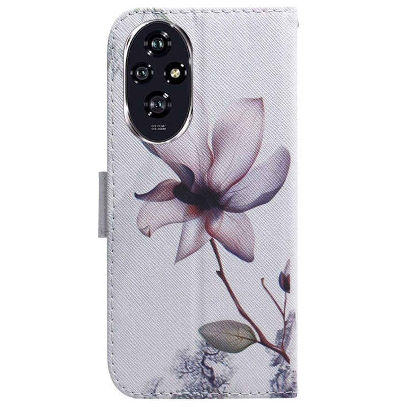 Leren Hoesje Honor 200 Roze Bloem