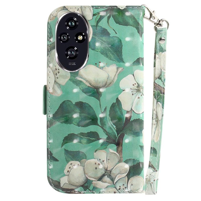 Leren Hoesje Voor Honor 200 Aquarelbloemen Met Riem