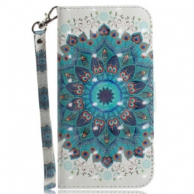 Flip Case Leren Oppo Reno 12f 5g Groene Mandala Met Bandje