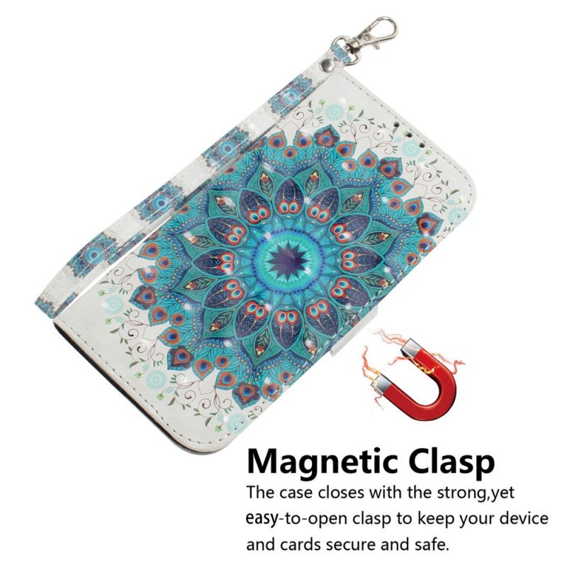 Flip Case Leren Oppo Reno 12f 5g Groene Mandala Met Bandje