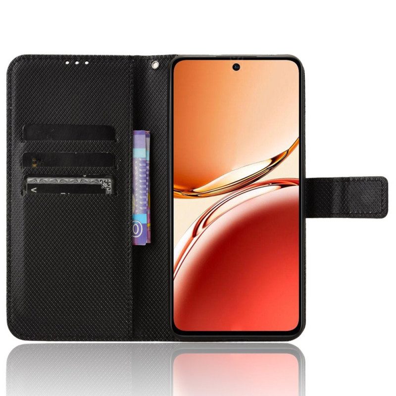 Flip Case Leren Oppo Reno 12f 5g Strappunten