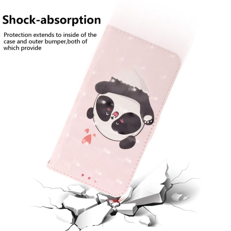 Folio-hoesje Oppo Reno 12f 5g Telefoonhoesje Panda Love Met Riempje