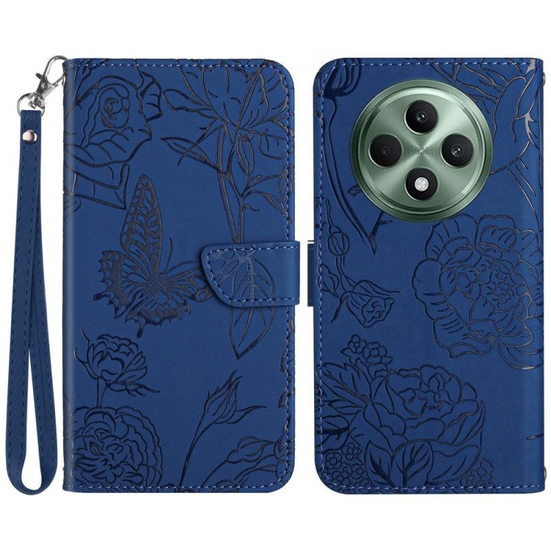 Folio-hoesje Oppo Reno 12f 5g Vlinderprint Met Bandje