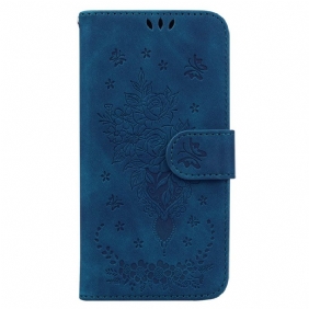 Leren Hoesje Oppo Reno 12f 5g Patroon Met Vlinders En Bloemen Bescherming Hoesje