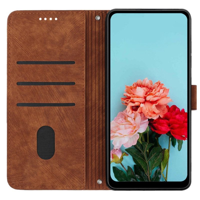 Leren Hoesje Voor Oppo Reno 12f 5g Suède Effectlijnen