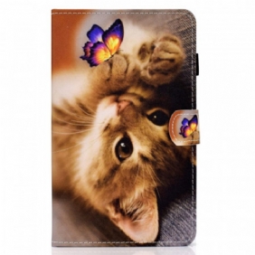 Leren Hoesje voor Samsung Galaxy Tab A8 (2021) Mijn Kitten En Vlinder