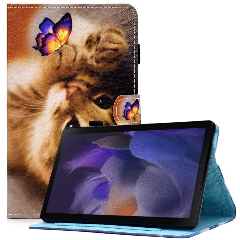 Leren Hoesje voor Samsung Galaxy Tab A8 (2021) Mijn Kitten En Vlinder