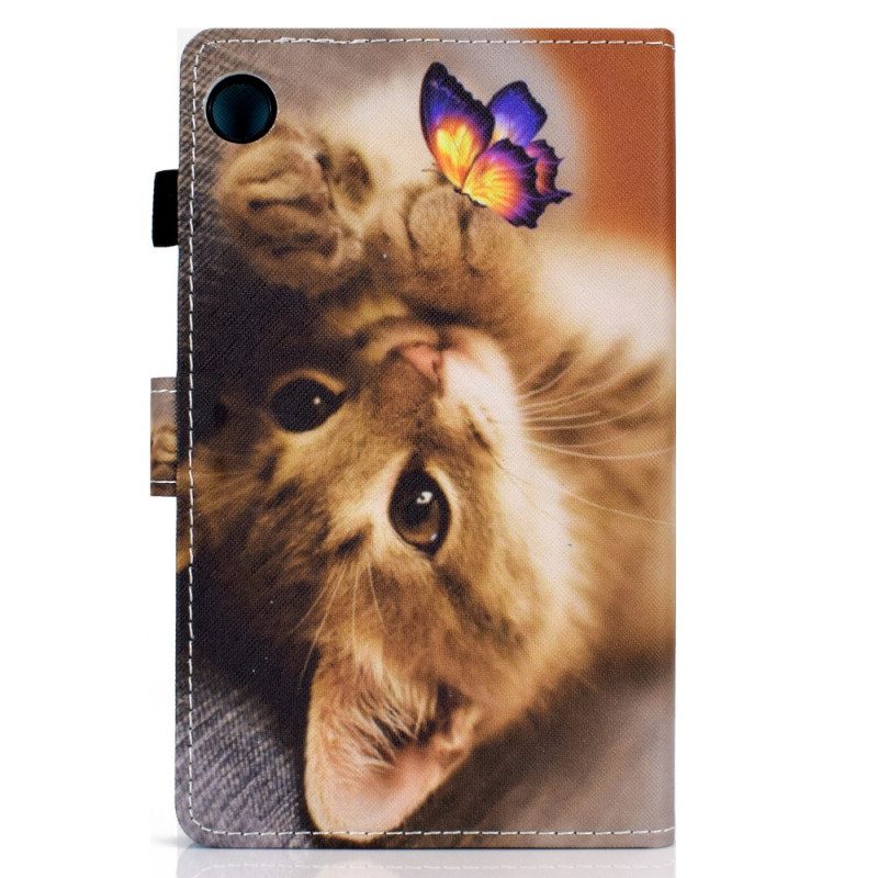 Leren Hoesje voor Samsung Galaxy Tab A8 (2021) Mijn Kitten En Vlinder