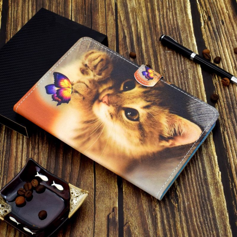 Leren Hoesje voor Samsung Galaxy Tab A8 (2021) Mijn Kitten En Vlinder