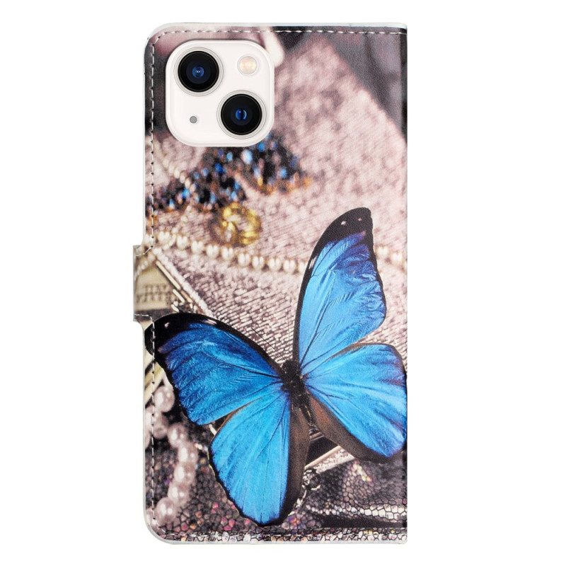 Folio-hoesje voor iPhone 15 Plus Blauwe Vlinder