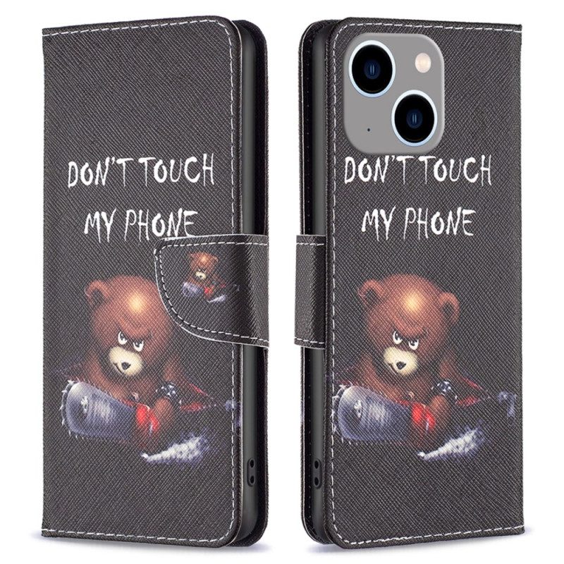 Folio-hoesje voor iPhone 15 Plus Gevaarlijke Beer