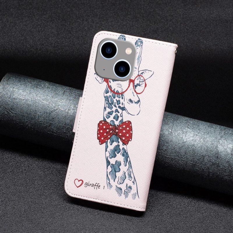 Folio-hoesje voor iPhone 15 Plus Intello-giraffe