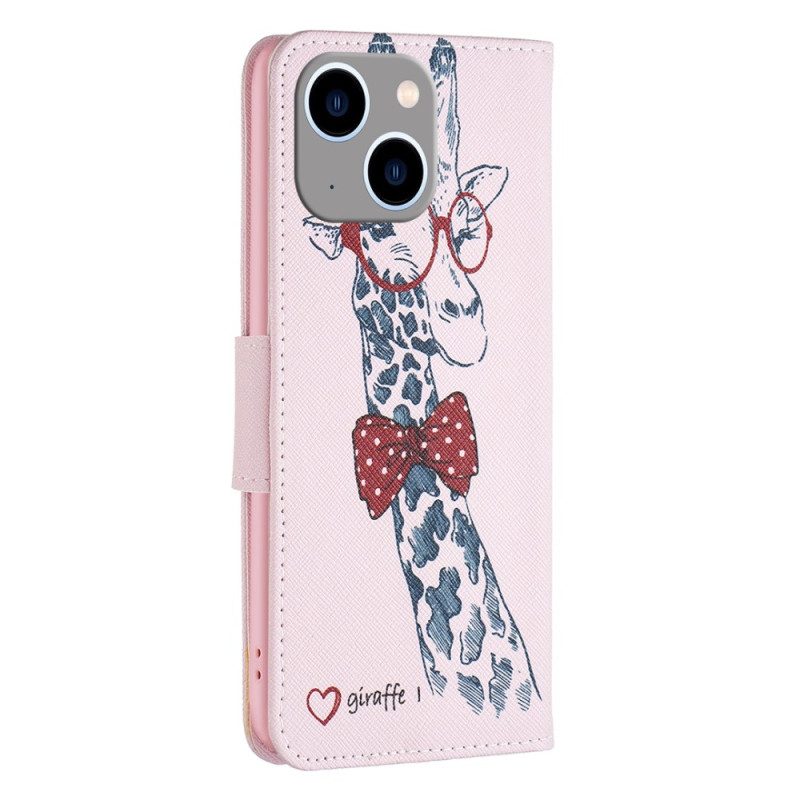 Folio-hoesje voor iPhone 15 Plus Intello-giraffe