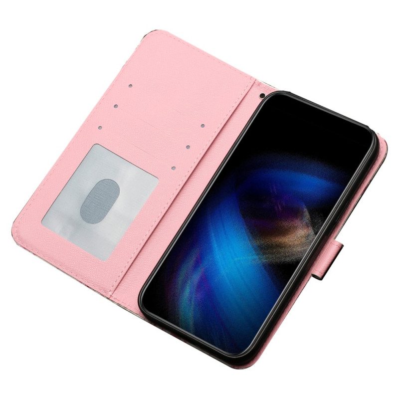 Folio-hoesje voor iPhone 15 Plus Met Ketting 3d Katje Met Riem