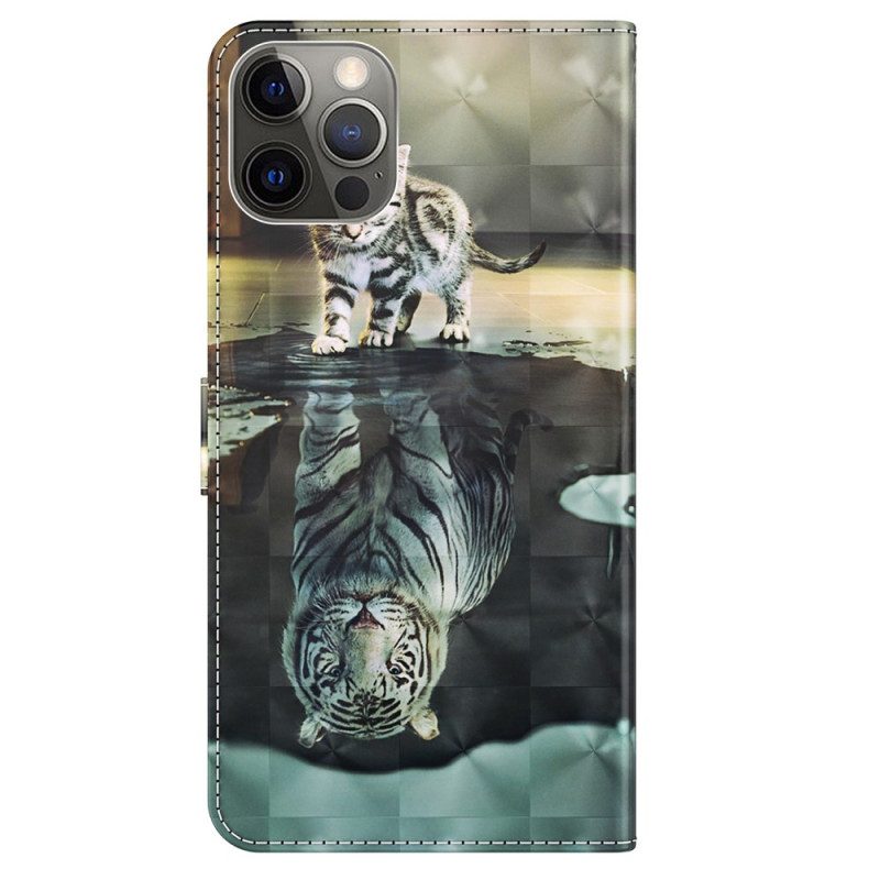 Folio-hoesje voor iPhone 15 Plus Met Ketting 3d Kitten Dream Met Riem