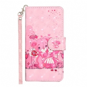 Folio-hoesje voor iPhone 15 Plus Met Ketting 3d Teddyberen Met Riem