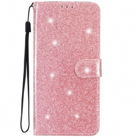 Folio-hoesje voor iPhone 15 Plus Met Ketting Glittereffect Met Riempje