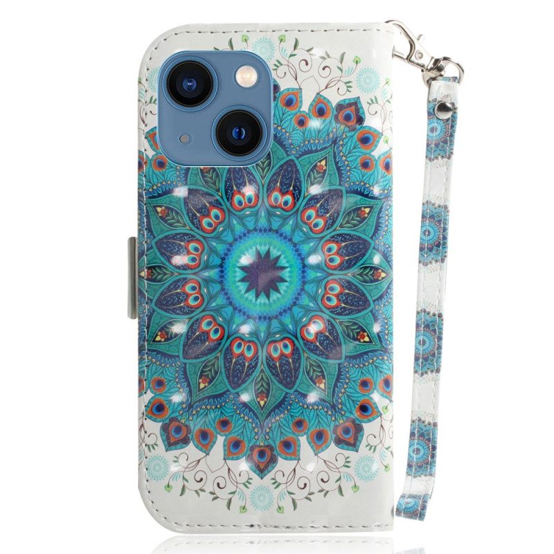 Folio-hoesje voor iPhone 15 Plus Met Ketting Mandala Met Bandje