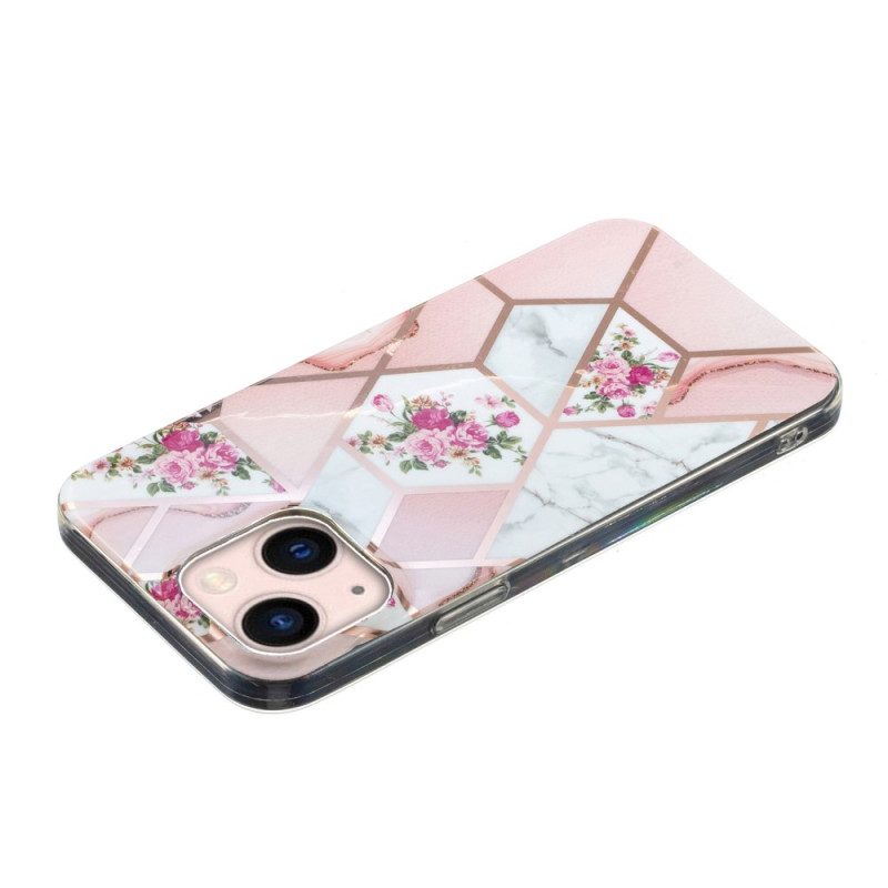 Hoesje voor iPhone 15 Plus Bloemenmarmer