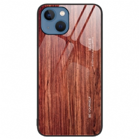 Hoesje voor iPhone 15 Plus Houtdesign Van Gehard Glas