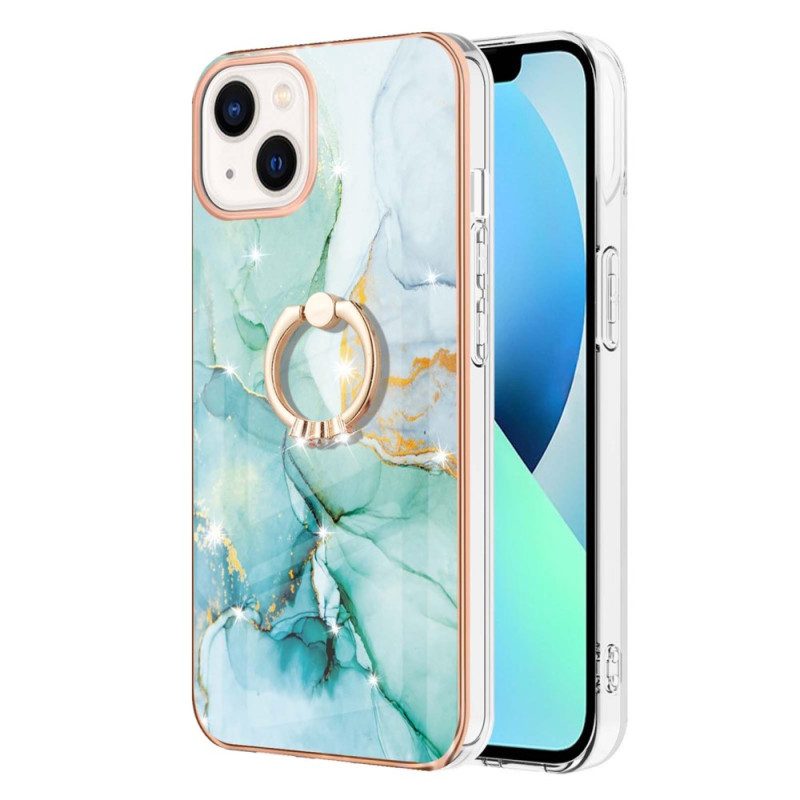 Hoesje voor iPhone 15 Plus Marmeren Stijl Met Steunring