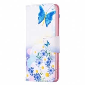 Leren Hoesje voor iPhone 15 Plus Aquarelvlinders