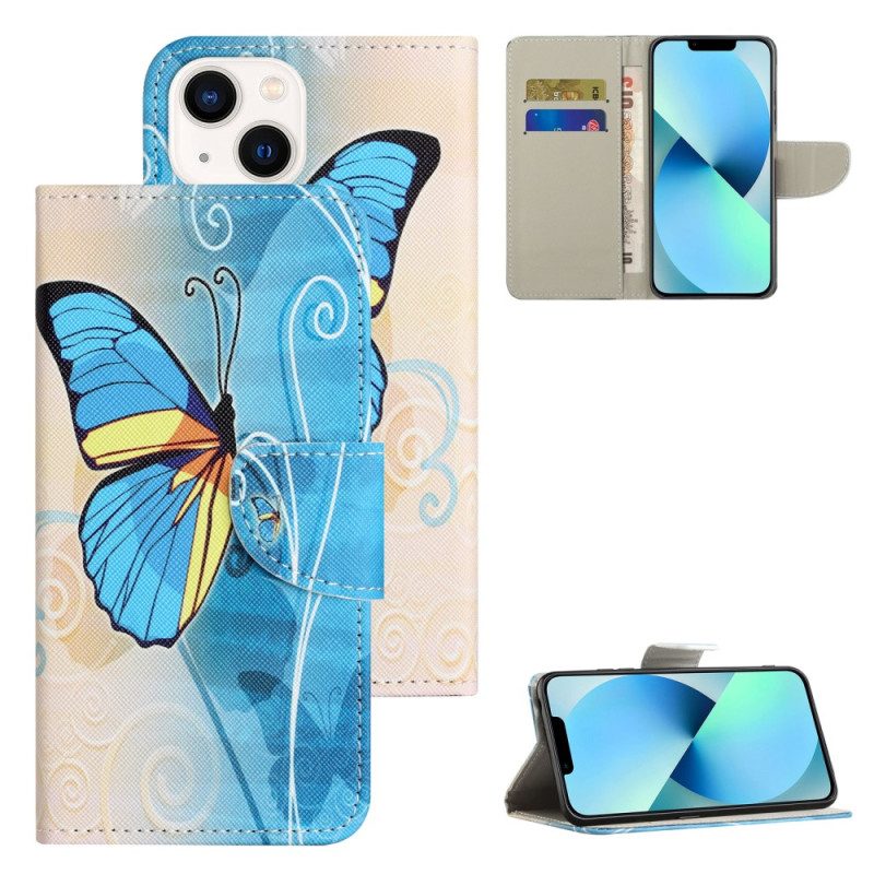 Leren Hoesje voor iPhone 15 Plus Vlinders