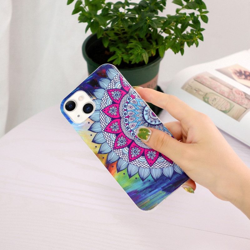 Telefoonhoesje voor iPhone 15 Plus Fluorescerende Mandala