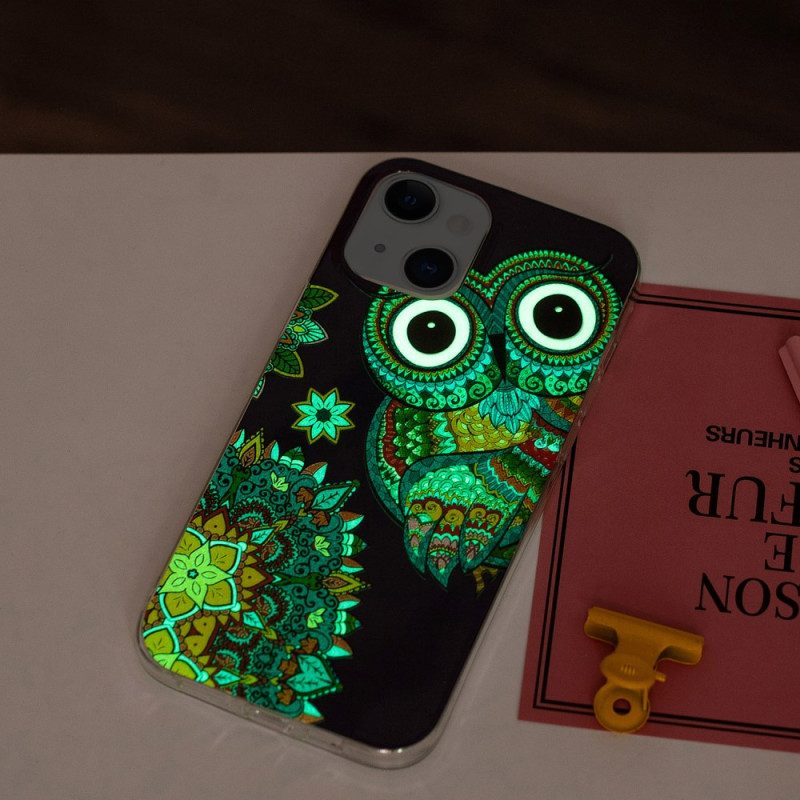 Telefoonhoesje voor iPhone 15 Plus Fluorescerende Uil