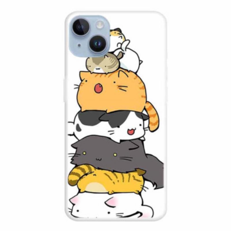 Telefoonhoesje voor iPhone 15 Plus Stapel Katten