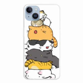 Telefoonhoesje voor iPhone 15 Plus Stapel Katten