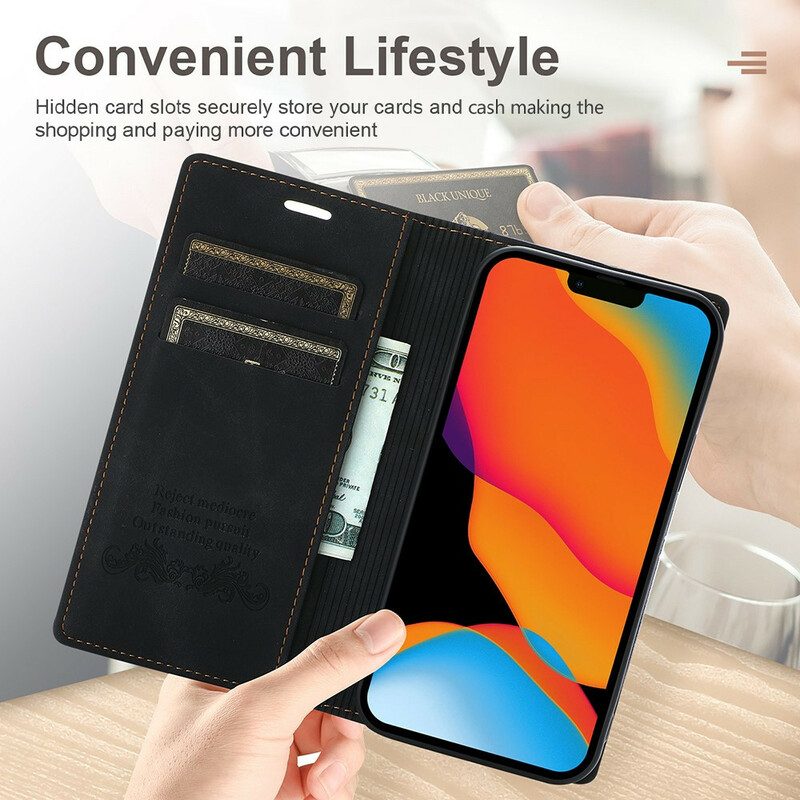 Bescherming Hoesje voor iPhone 13 Pro Max Folio-hoesje Stijl Lederen Stiksels Magnetische Sluiting