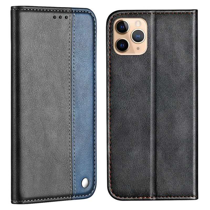 Bescherming Hoesje voor iPhone 13 Pro Max Folio-hoesje Tweekleurig Leereffect