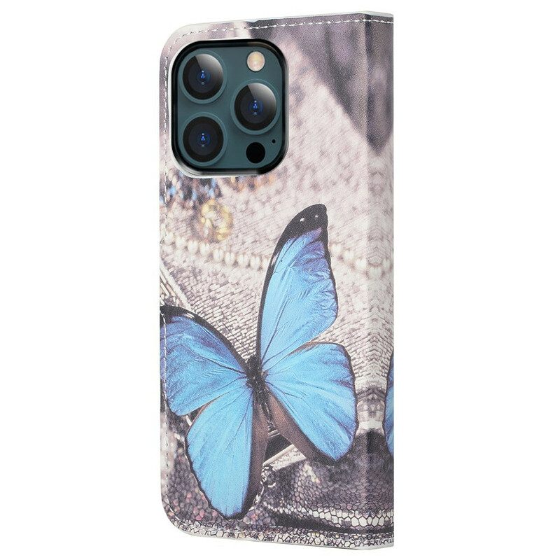 Flip Case voor iPhone 13 Pro Max Blauwe Vlinder