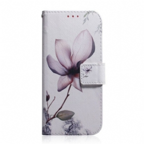 Flip Case voor iPhone 13 Pro Max Bloem Stoffig Roze