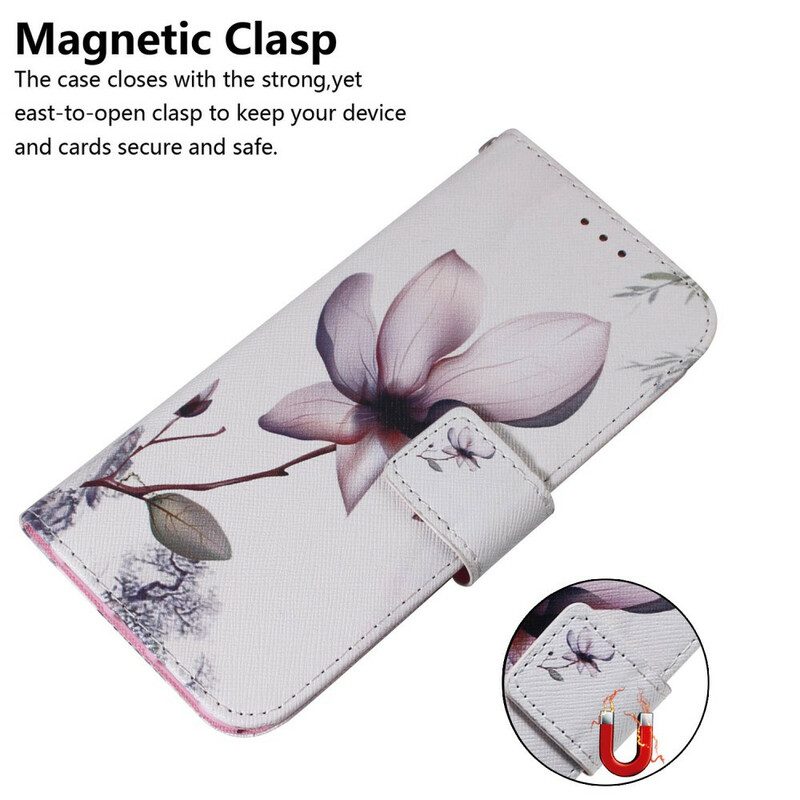 Flip Case voor iPhone 13 Pro Max Bloem Stoffig Roze