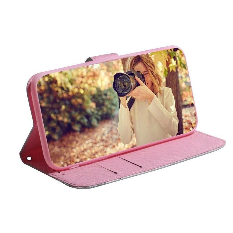 Flip Case voor iPhone 13 Pro Max Bloem Stoffig Roze