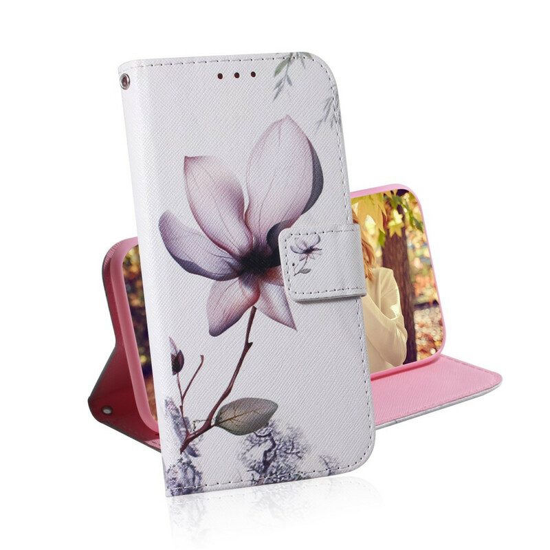 Flip Case voor iPhone 13 Pro Max Bloem Stoffig Roze