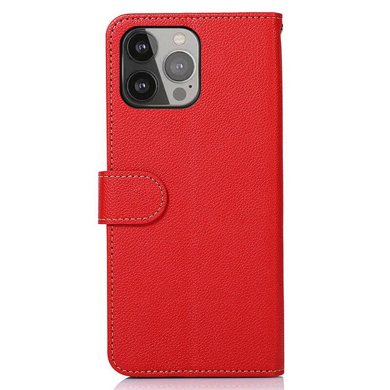 Flip Case voor iPhone 13 Pro Max Lychee-stijl Rfid Khazneh