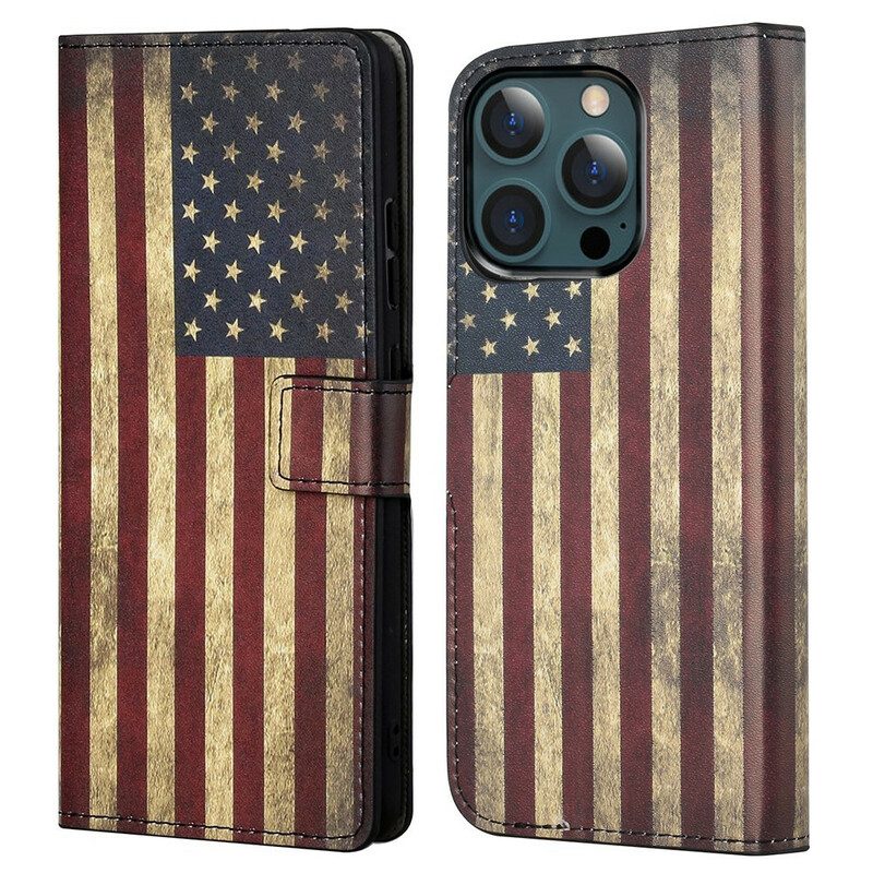 Folio-hoesje voor iPhone 13 Pro Max Amerikaanse Vlag