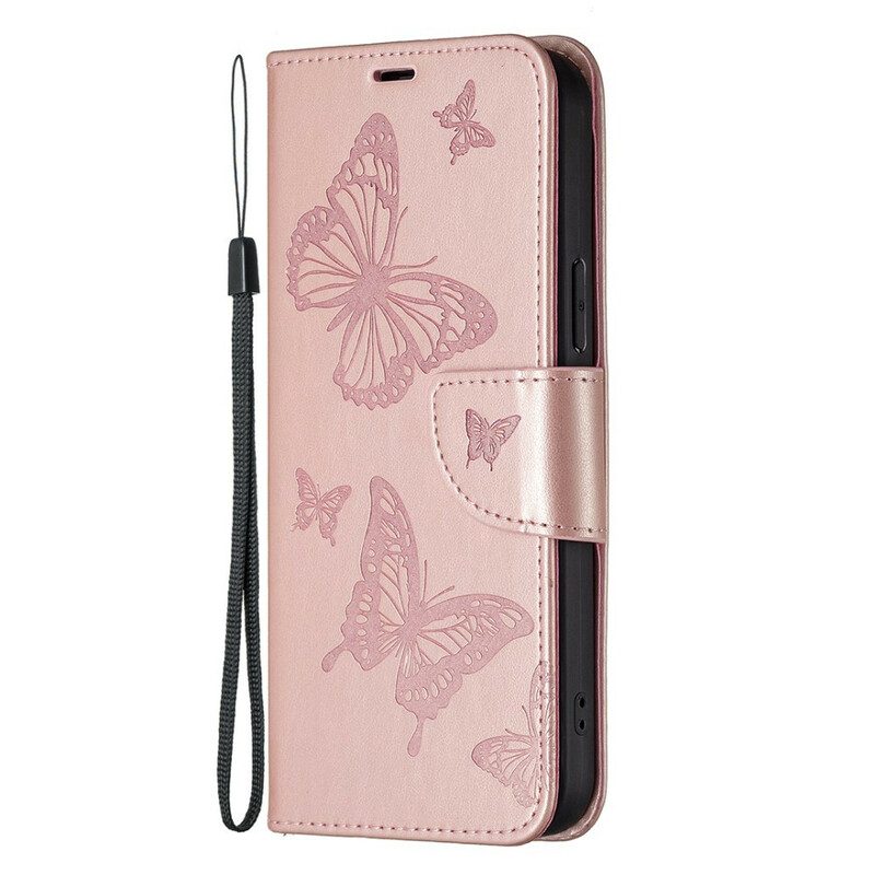 Folio-hoesje voor iPhone 13 Pro Max Flip Case Vlinders En Schuine Klep