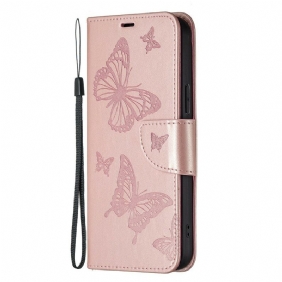 Folio-hoesje voor iPhone 13 Pro Max Flip Case Vlinders En Schuine Klep