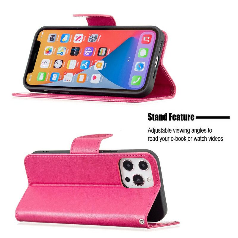 Folio-hoesje voor iPhone 13 Pro Max Flip Case Vlinders En Schuine Klep