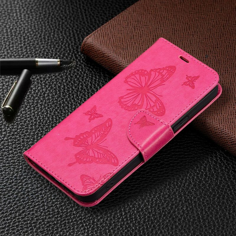 Folio-hoesje voor iPhone 13 Pro Max Flip Case Vlinders En Schuine Klep