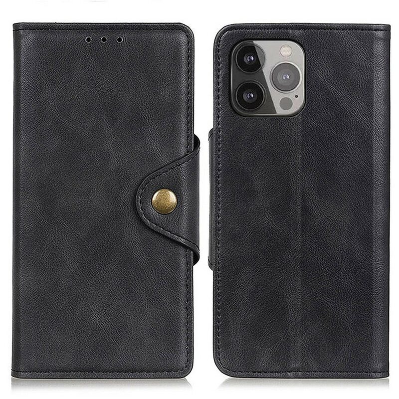 Folio-hoesje voor iPhone 13 Pro Max Knoop Van Imitatieleer